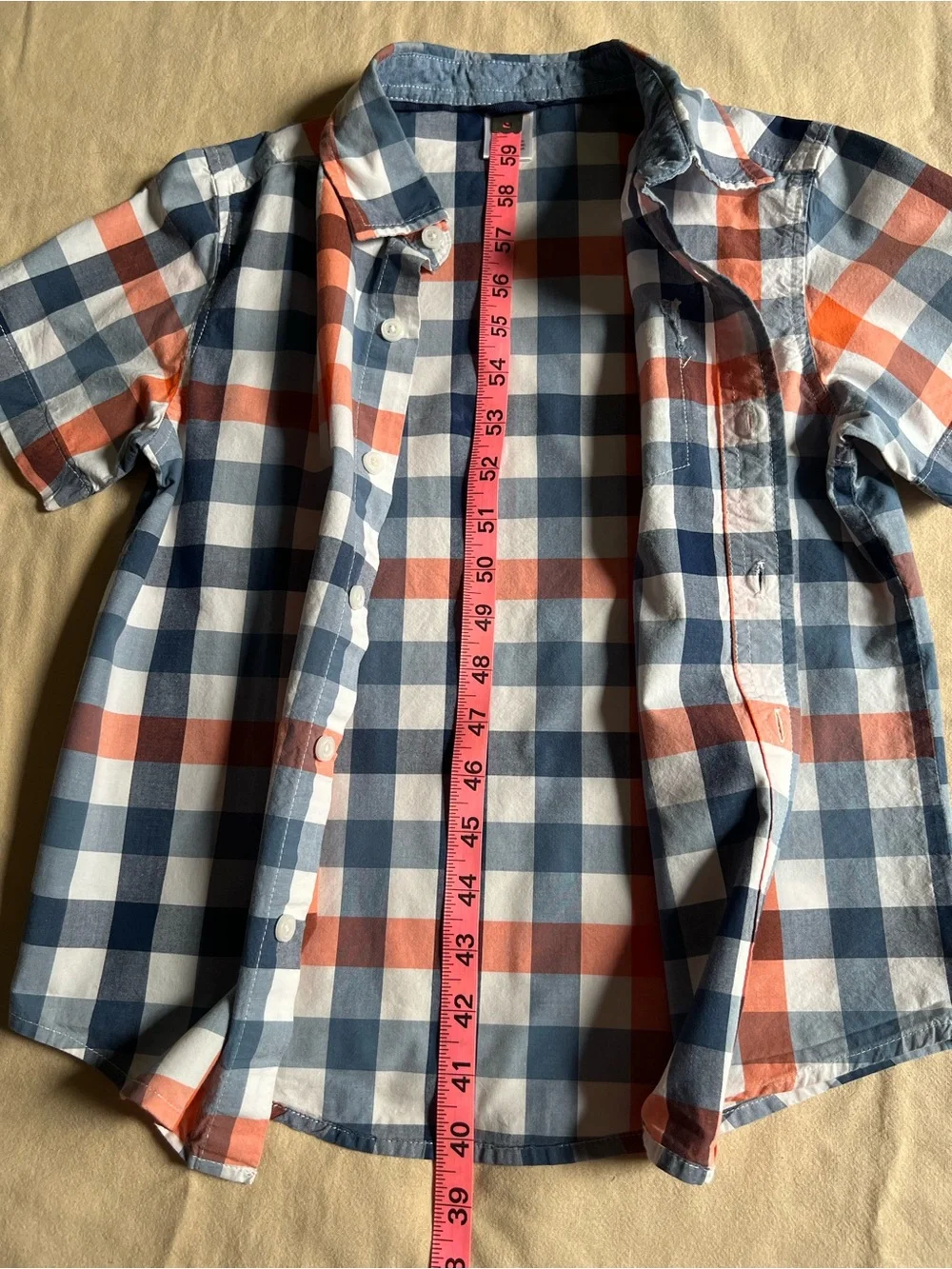 Gymboree Boys Short-Sleeve Plaid Button-Down Shirt - Blue & Orange